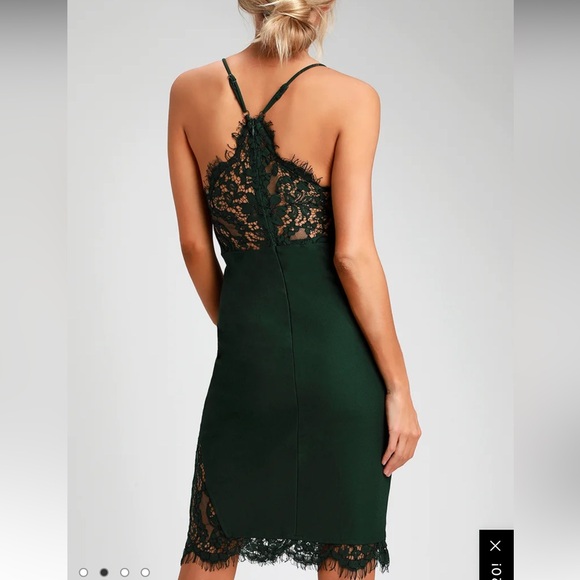 Lulu’s Emerald Green Lace Cocktail Dress - Picture 2 of 5